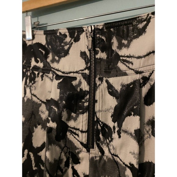 Lundstrom Collection A-line Skirt Size 12 Beige/Black Abstract Floral - Picture 2 of 5